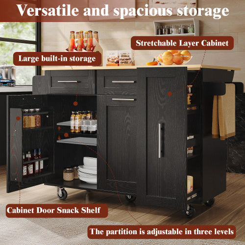 Modern Kitchen Island Cabinet Buffet Set Black With Storage