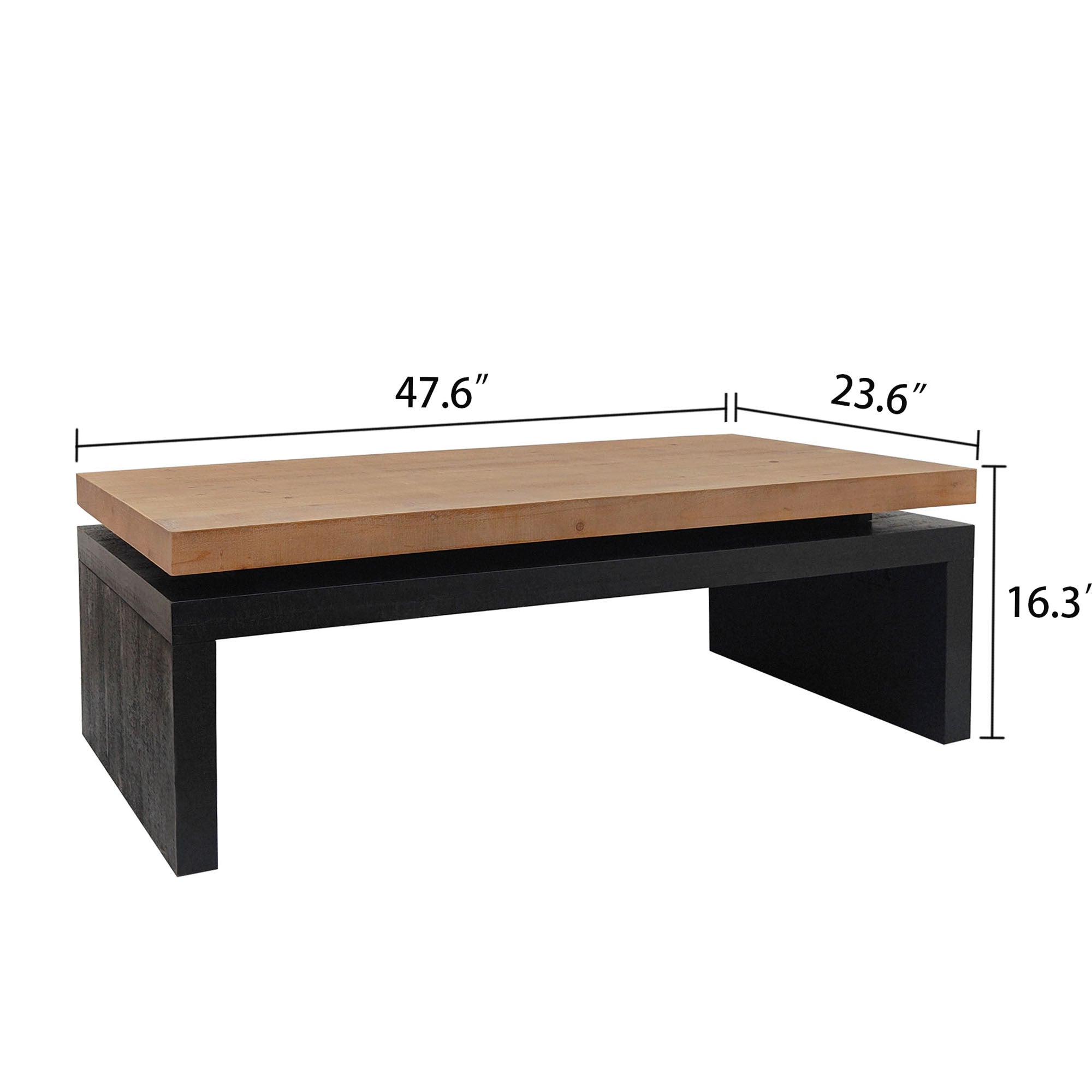 Two-tone wood floating top coffee table by Anthony & Home, limited edition, showcasing sleek modern design and natural wood finish.