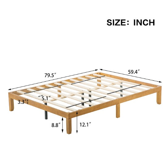Queen Size Wood Platform Bed Frame No Box Spring Needed