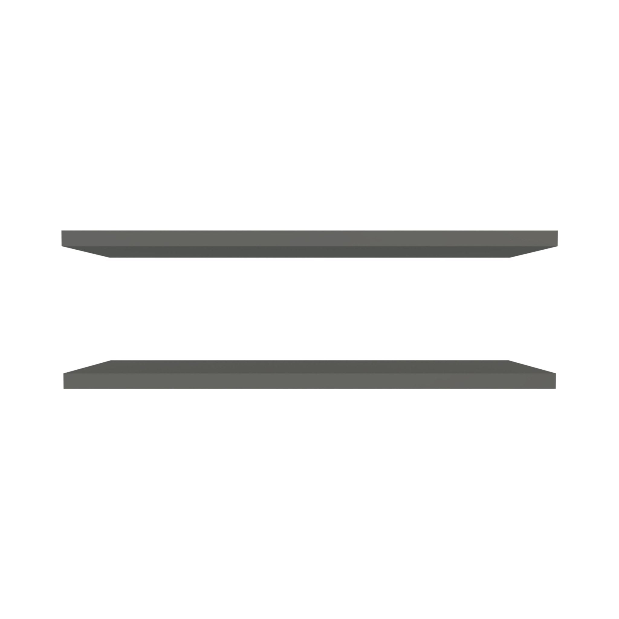 Two matte gray floating shelves from Anthony & Home's collection, mounted on a wall for modern storage and display.