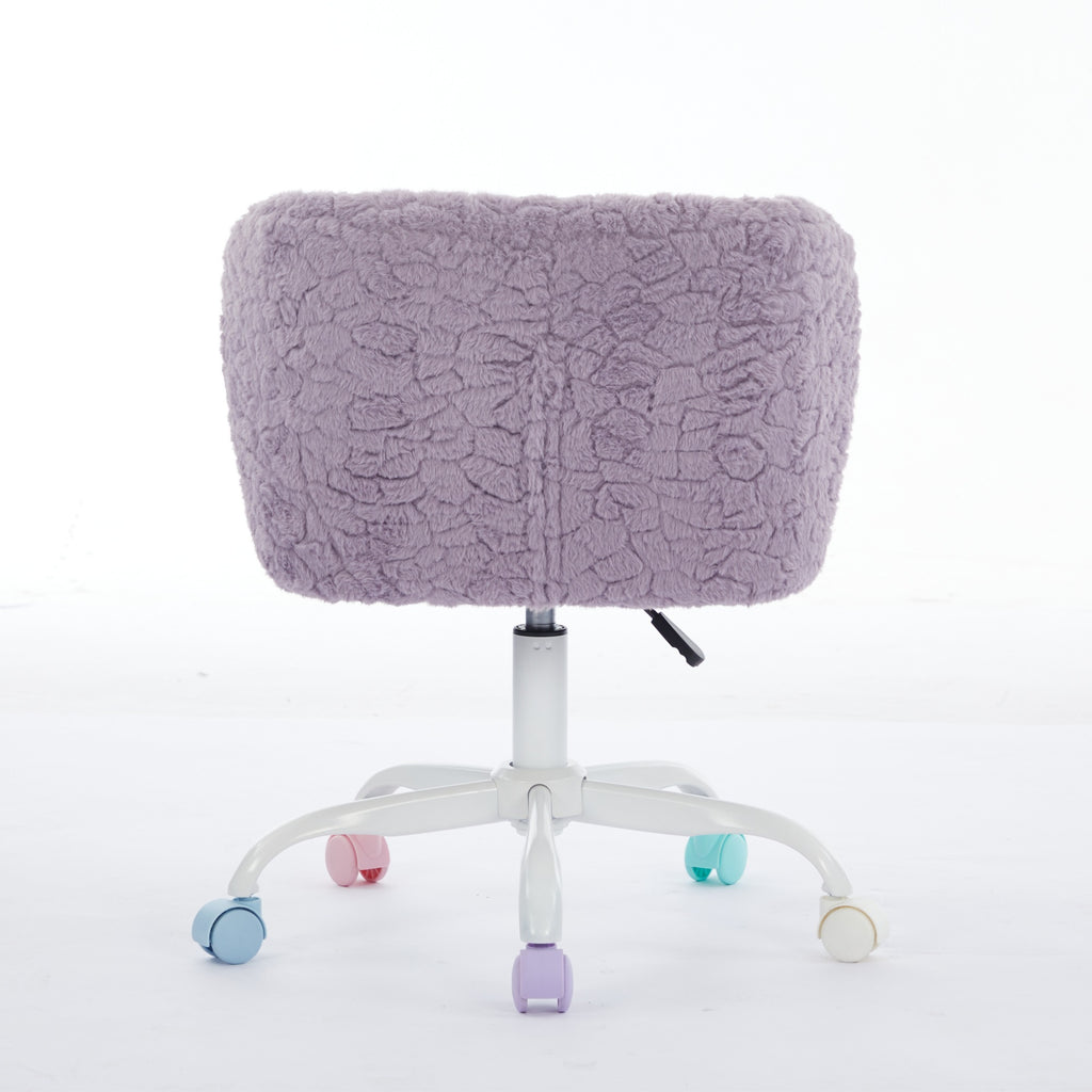 Violet Atelier rabbit-hair office chair with metal base by Anthony & Home, featuring plush upholstered seating and modern design.
