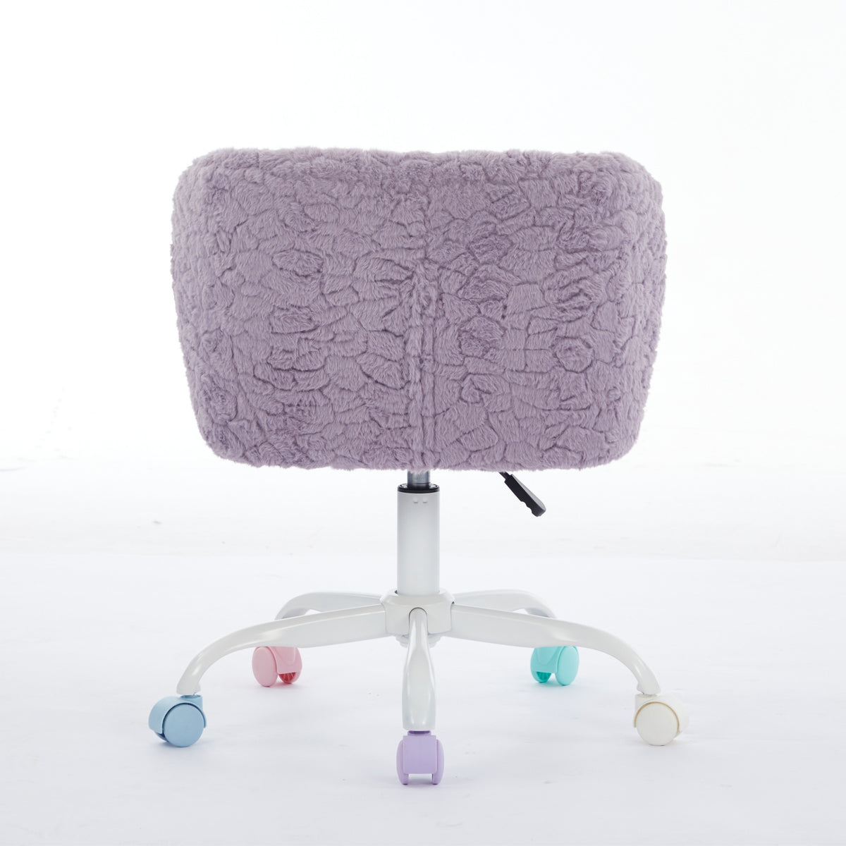 Violet Atelier rabbit-hair office chair with metal base by Anthony & Home, featuring plush upholstered seating and modern design.