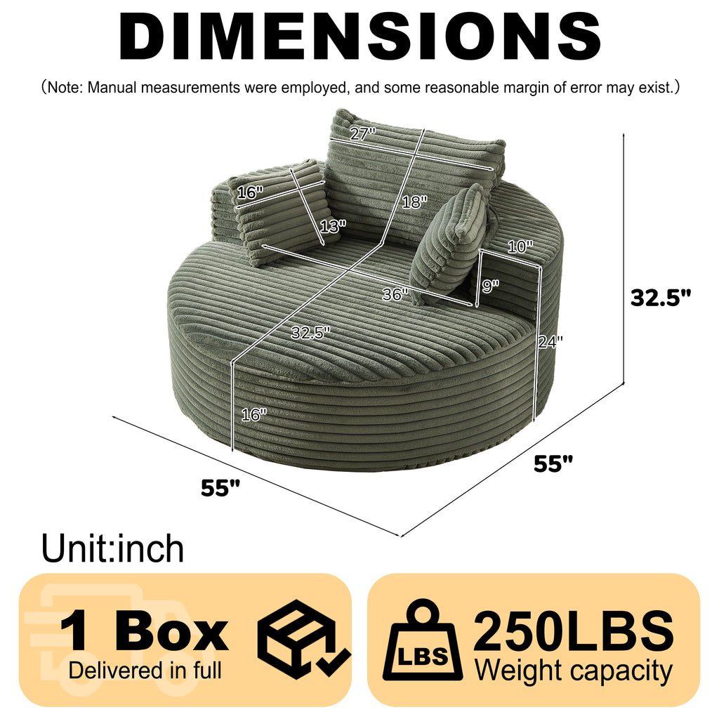 Anthony & Home corduroy sleeper sofa from Studio Collection, 55-inch length, plush fabric, no assembly needed, premium construction