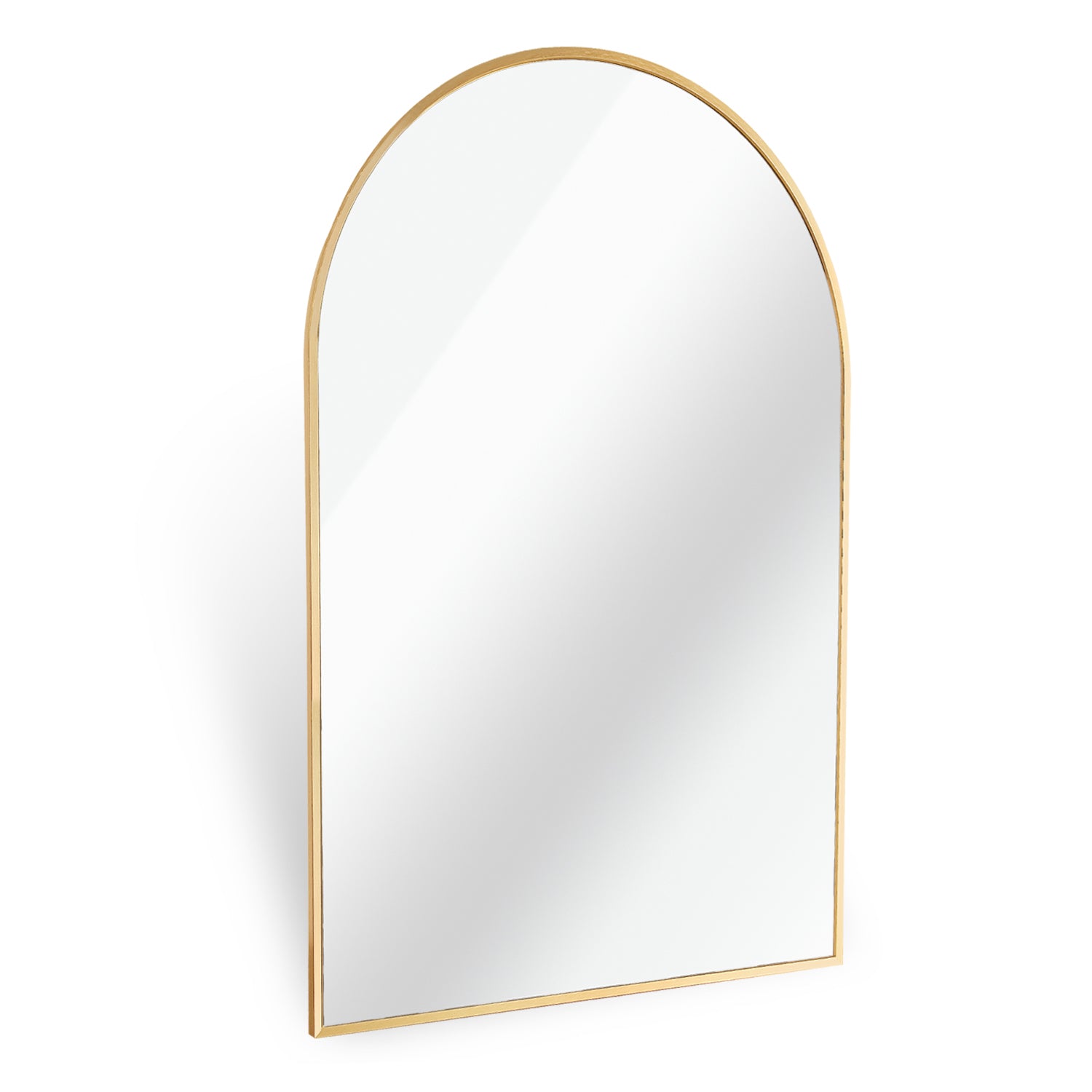 Gold metal arched mirror from Anthony & Home Classic Collection with a sleek, elegant frame and reflective surface.