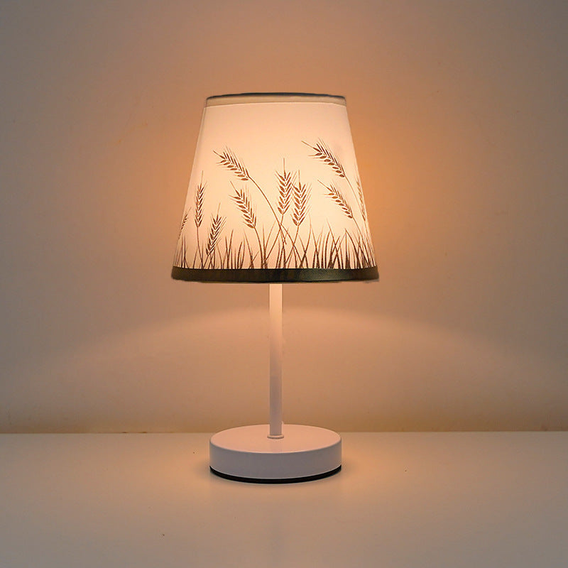 Solid Wood Bedside Table Lamp With Fabric Iron Finish