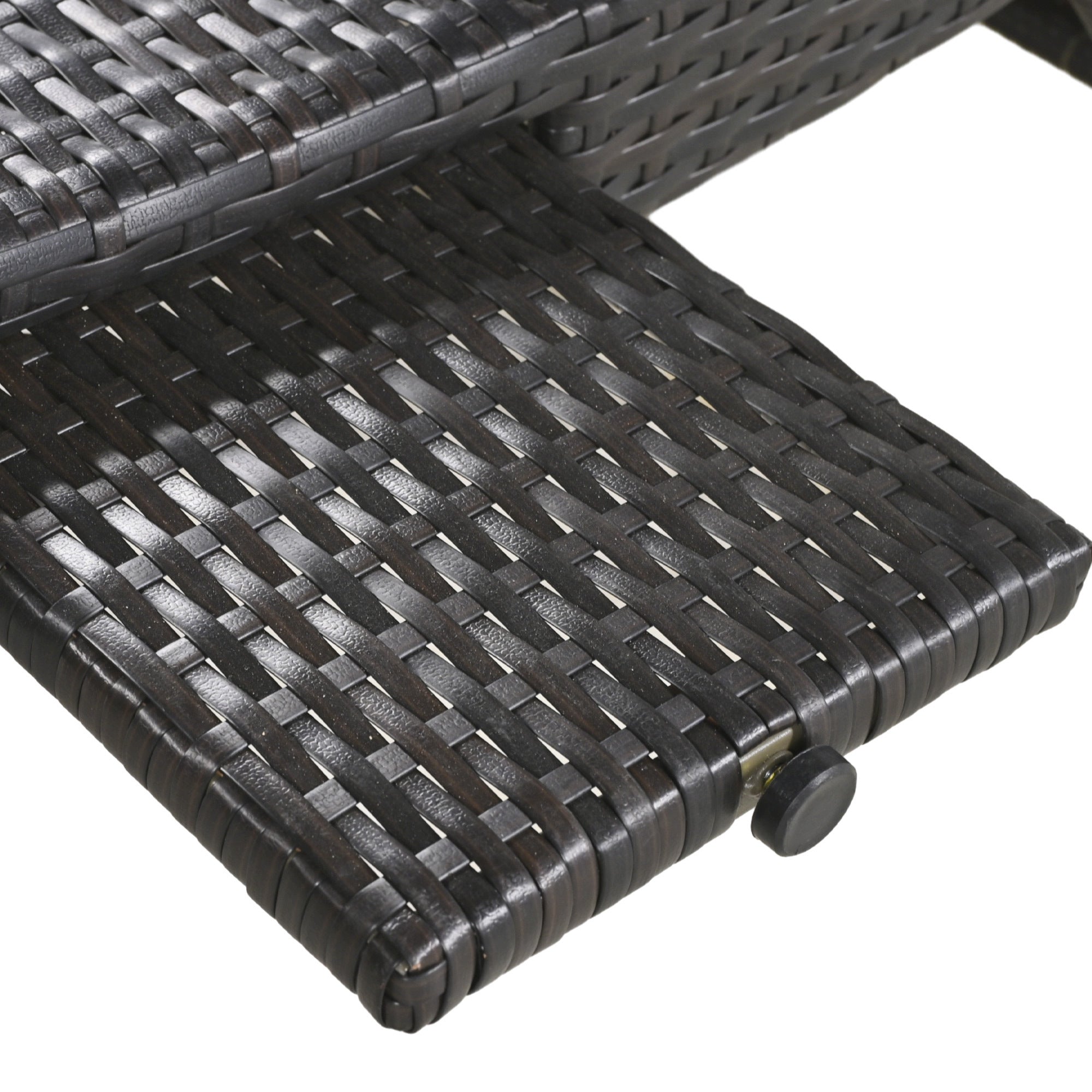 Anthony & Home outdoor wicker chaise lounges set with pull-out side table, adjustable backrest, dark brown finish