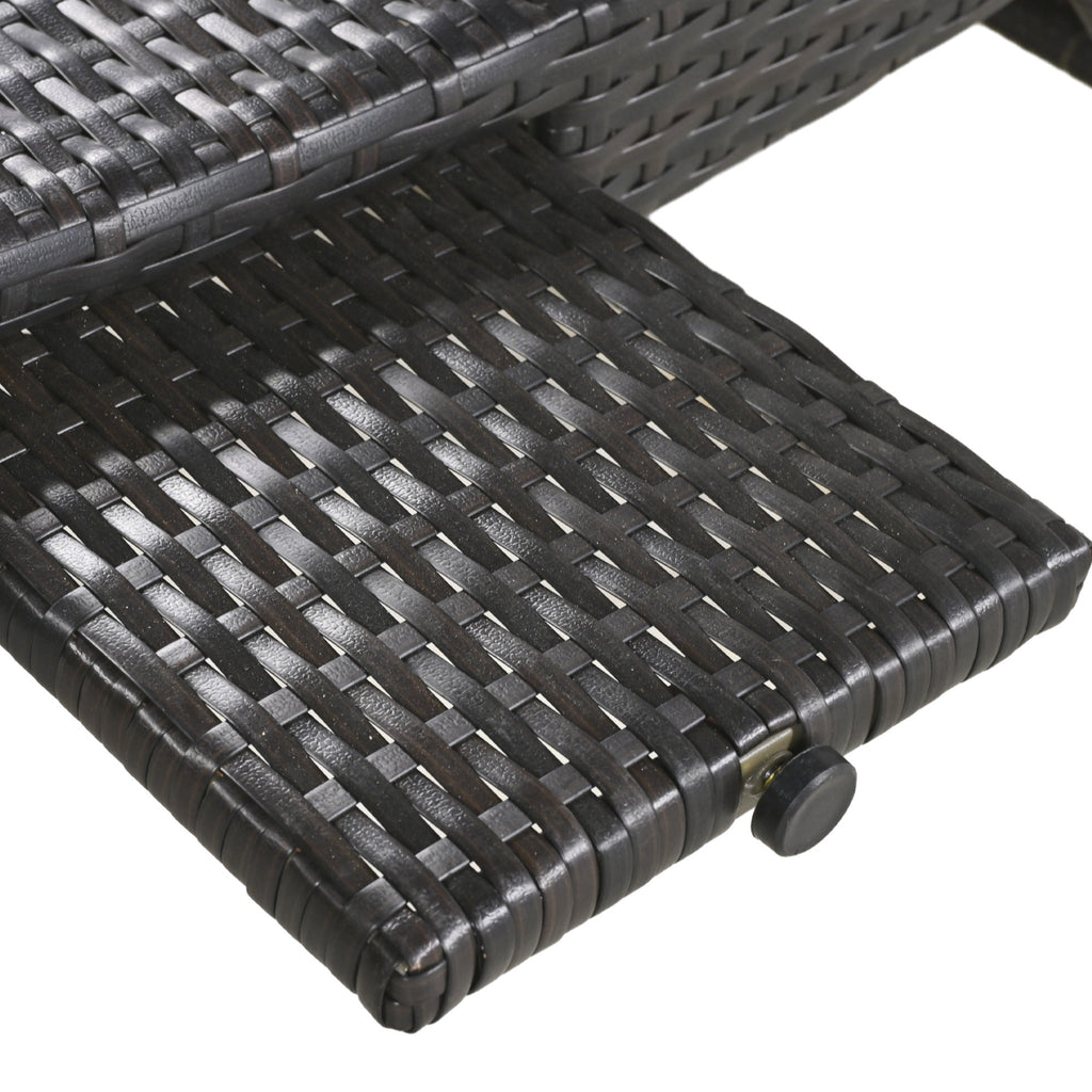 Anthony & Home outdoor wicker chaise lounges set with pull-out side table, adjustable backrest, dark brown finish