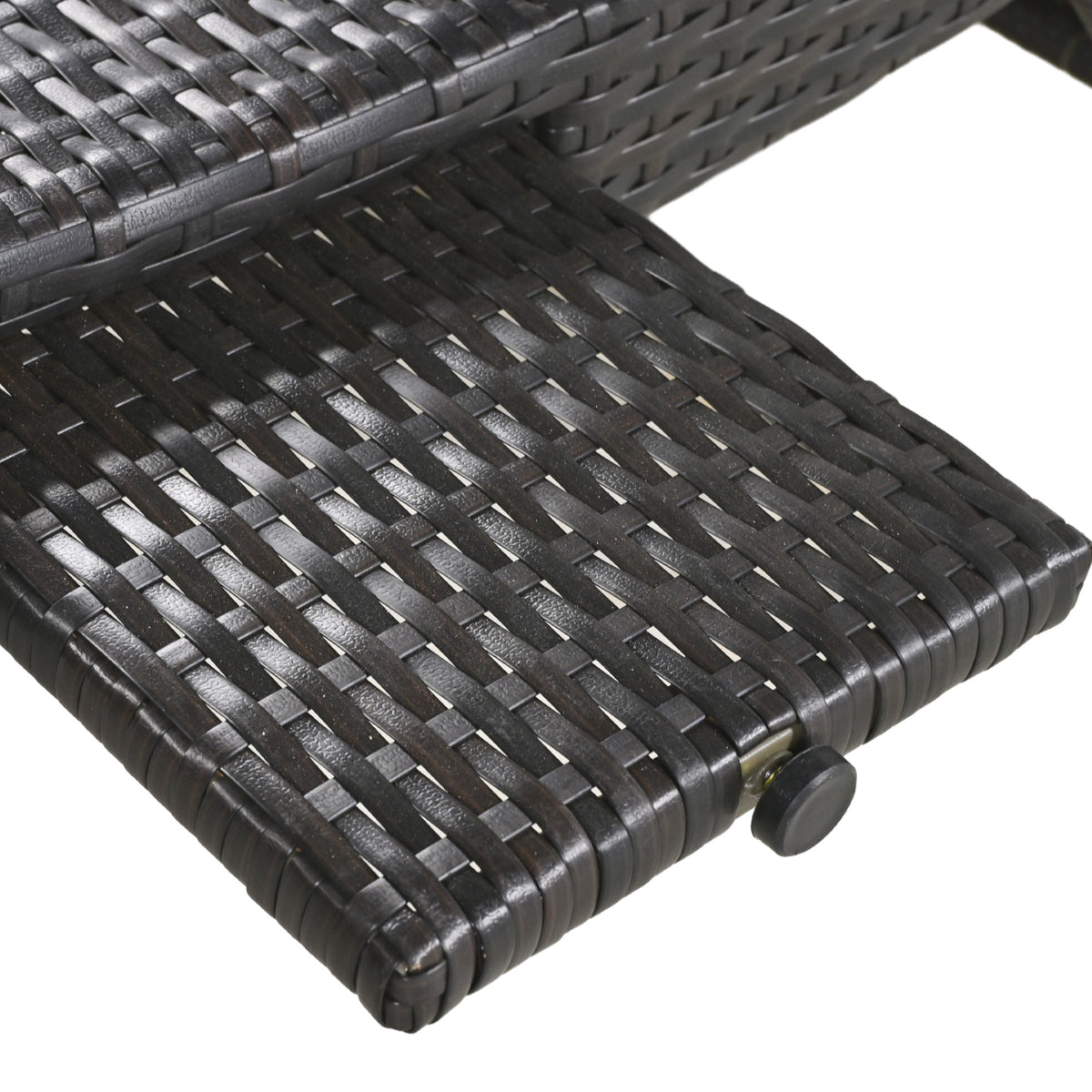 Anthony & Home outdoor wicker chaise lounges set with pull-out side table, adjustable backrest, dark brown finish
