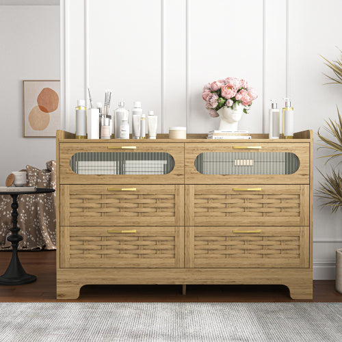 Wooden Six Drawer Vanity Bedroom Dresser With Storage