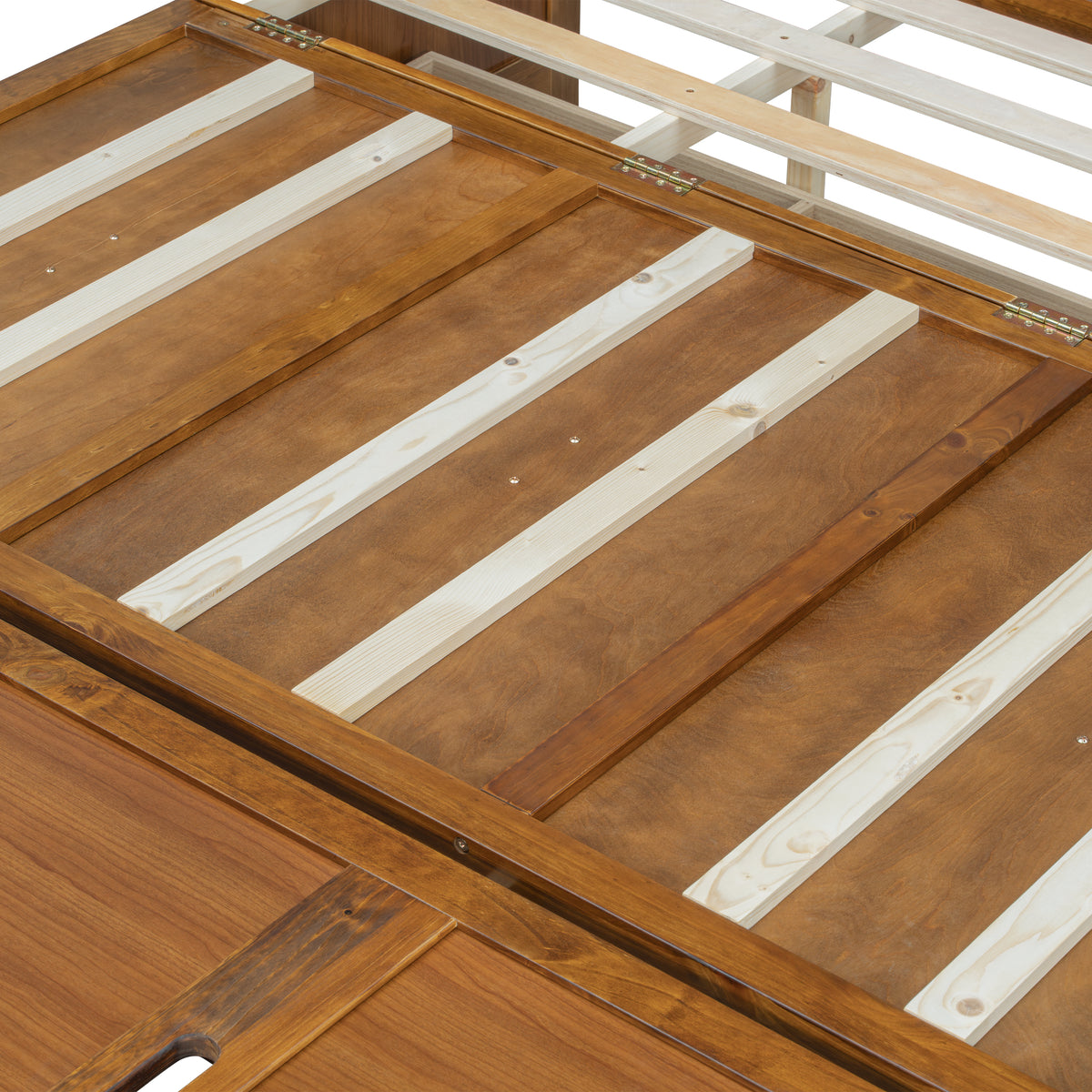 Queen size walnut Murphy bed cabinet with geometric panels, USB charging, from Anthony & Home Studio Collection.