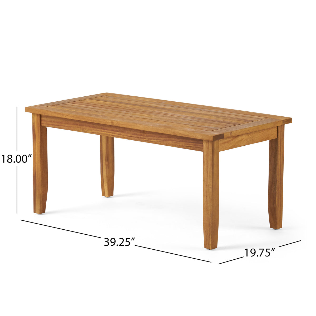Anthony & Home Teak outdoor chat set with loveseat and coffee table from the Atelier Collection, handcrafted finish, outdoor furniture.