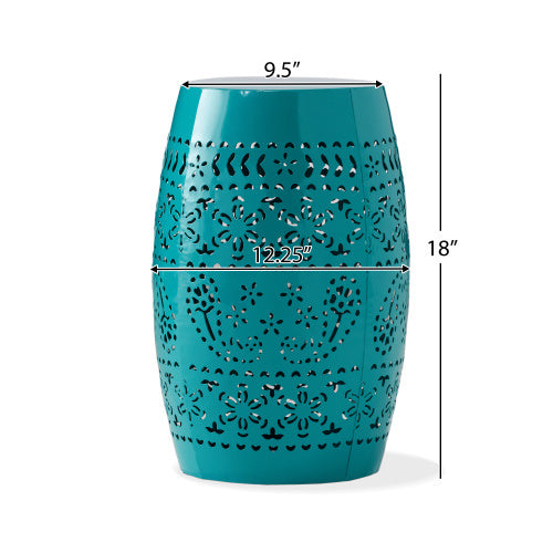 Ruby12 Teal Iron Side Table 12 Inch Square 18 Inch High