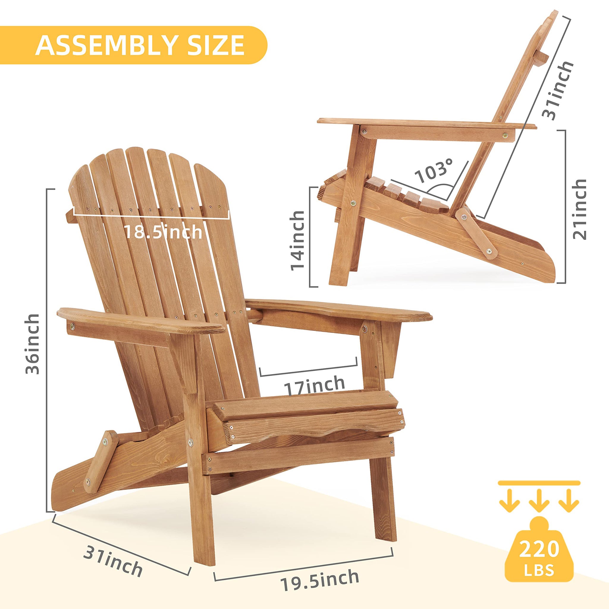 Set of two Anthony & Home Adirondack outdoor folding chairs from the Heritage Collection, weather-resistant and stylish for patio use.