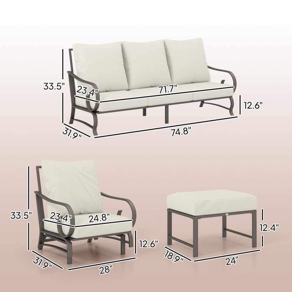 Beige 5 Piece Outdoor Patio Set With Rocking Chairs
