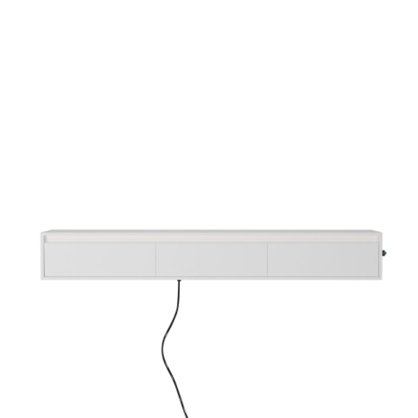Floating Wall Mounted TV Stand With LED Lighting And Outlet