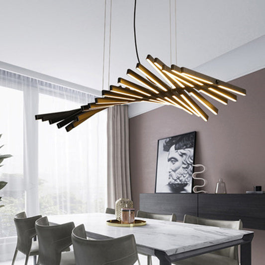 Fashion Fishbone Office Strip Lamps With Iron Chandelier