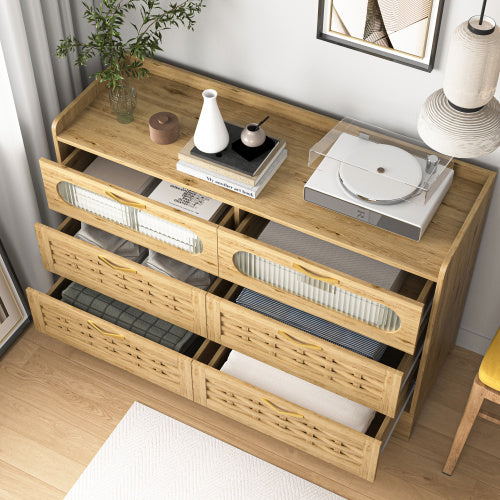 Wooden Six Drawer Vanity Bedroom Dresser With Storage