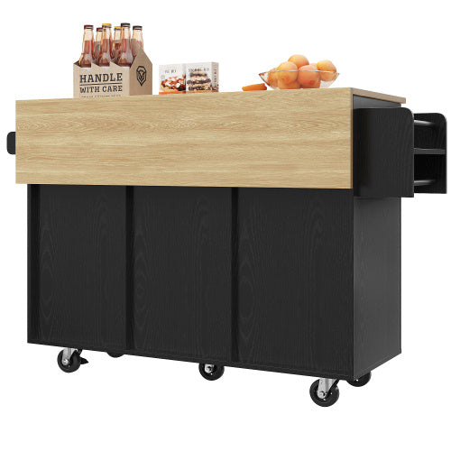 Modern Kitchen Island Cabinet Buffet Set Black With Storage