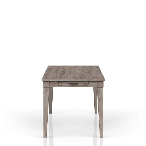 Rustic Gray Dining Table With Two Storage Drawers And Leaf