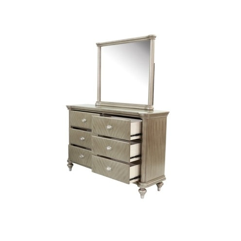 Luxury Antique Silver Champagne Dresser With Mirror
