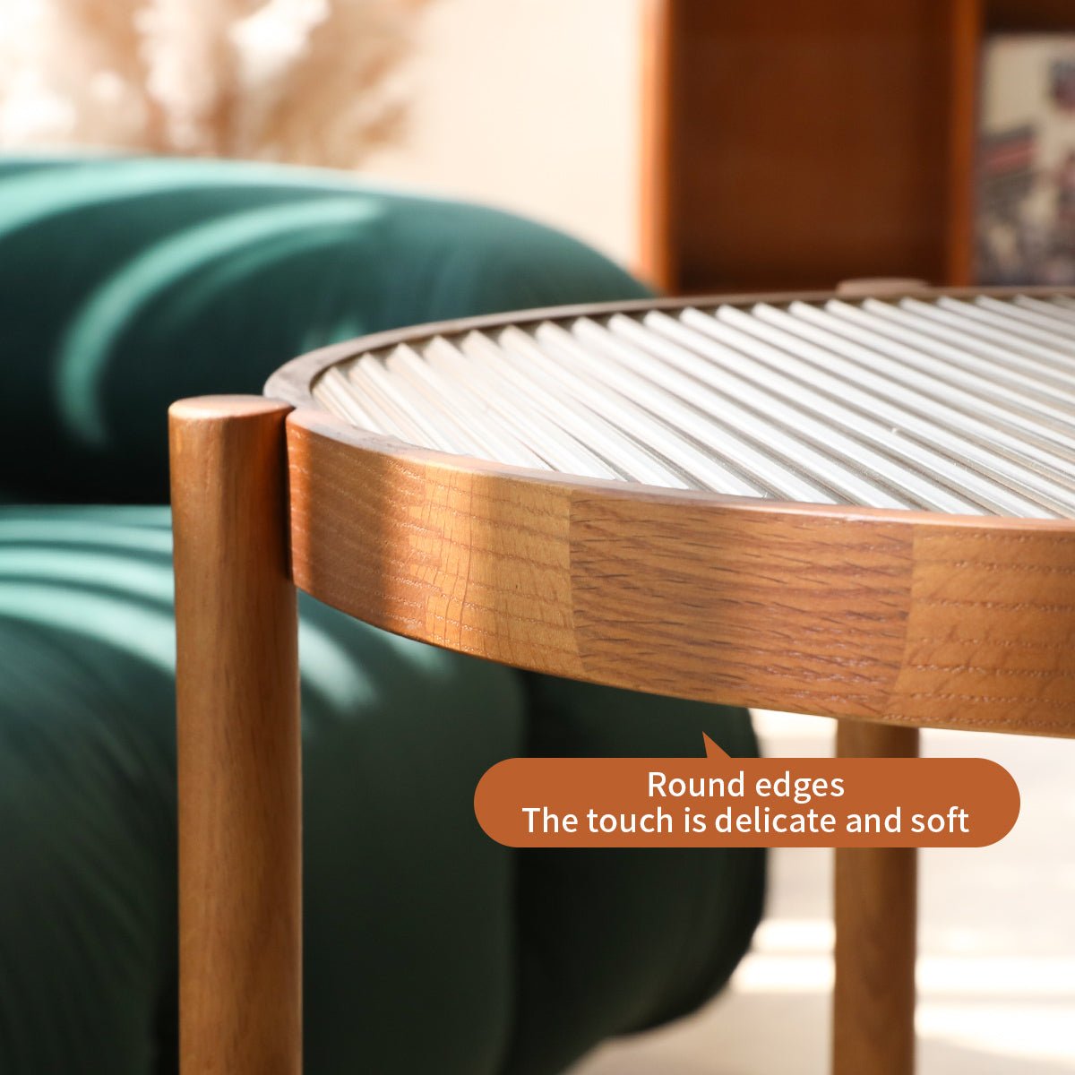Nestling round wood coffee tables from Anthony & Home with tempered glass tops, modern furniture for living room decor
