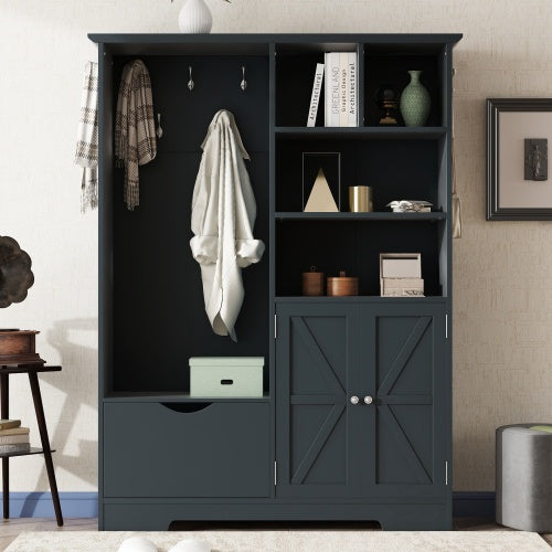 White Hall Tree With Shelves Bench And Coat Rack Storage