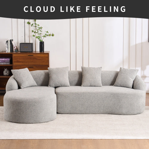 Grey Compression Sofa Chaise Longue 3 Seater