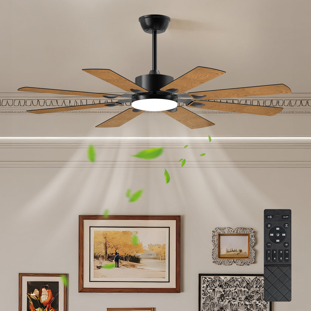 Iron Construction 52 Inch Ceiling Fan With Plywood Blades Remote 6 Speed 3CCT Windmill Series Elite