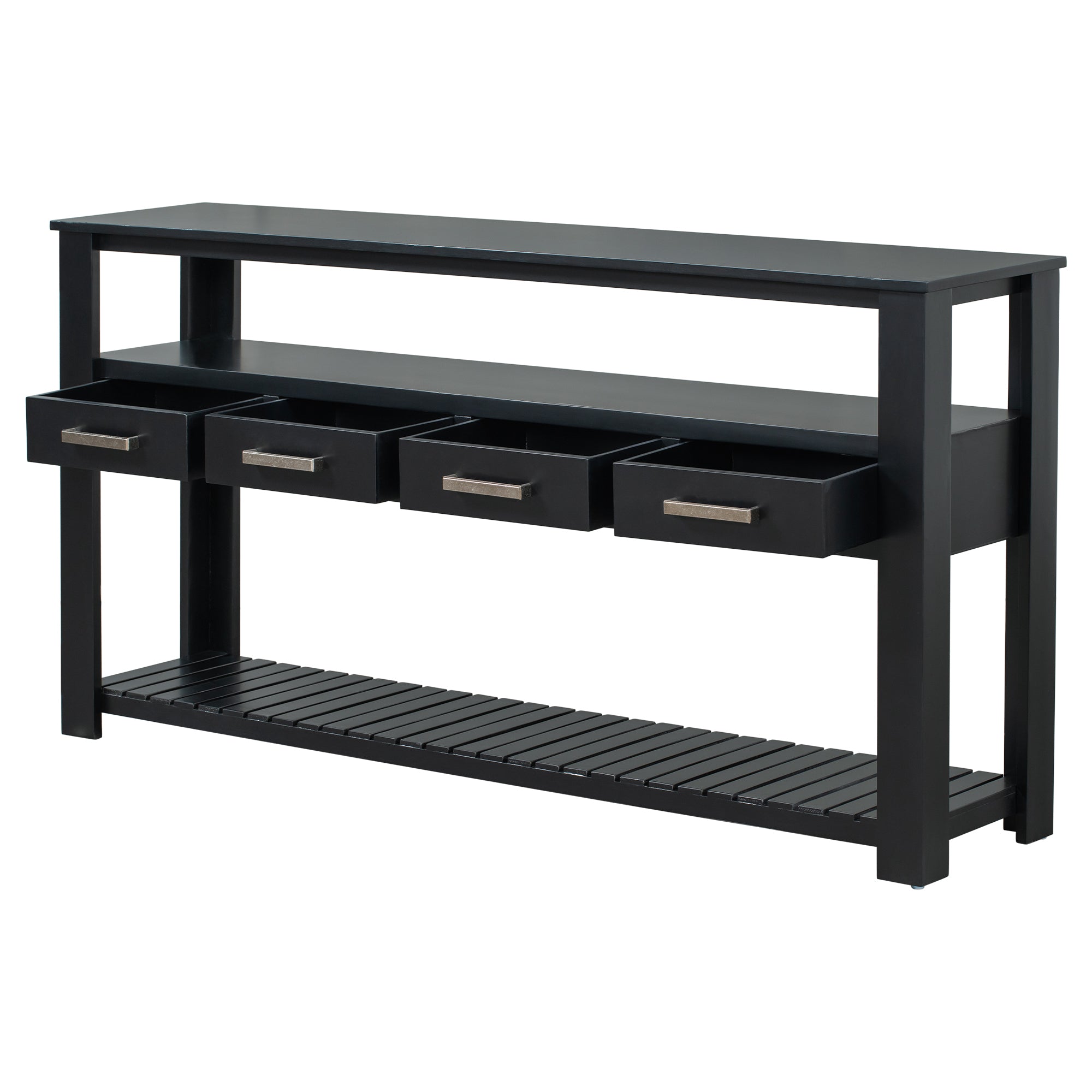 Black painted console table from the U Style Signature collection by Anthony & Home, featuring a sleek and modern design.
