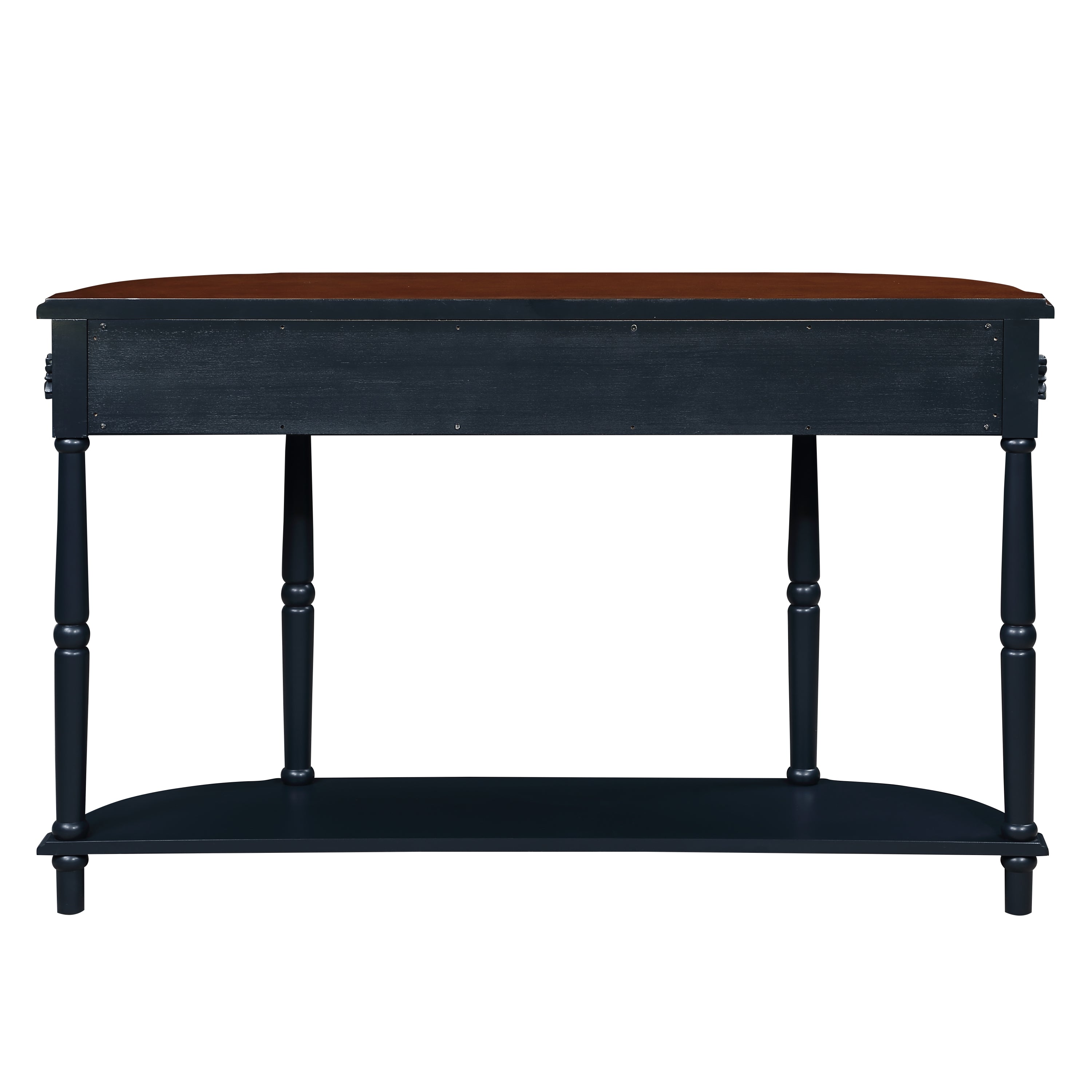 Solid wood half moon console table from Anthony & Home Studio Collection, showcasing smooth finish and elegant curved design.