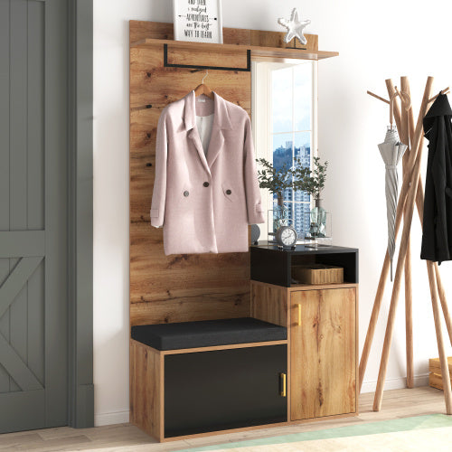 Wardrobe Set With Coat Hooks Mirror Shoe Cabinet Bench