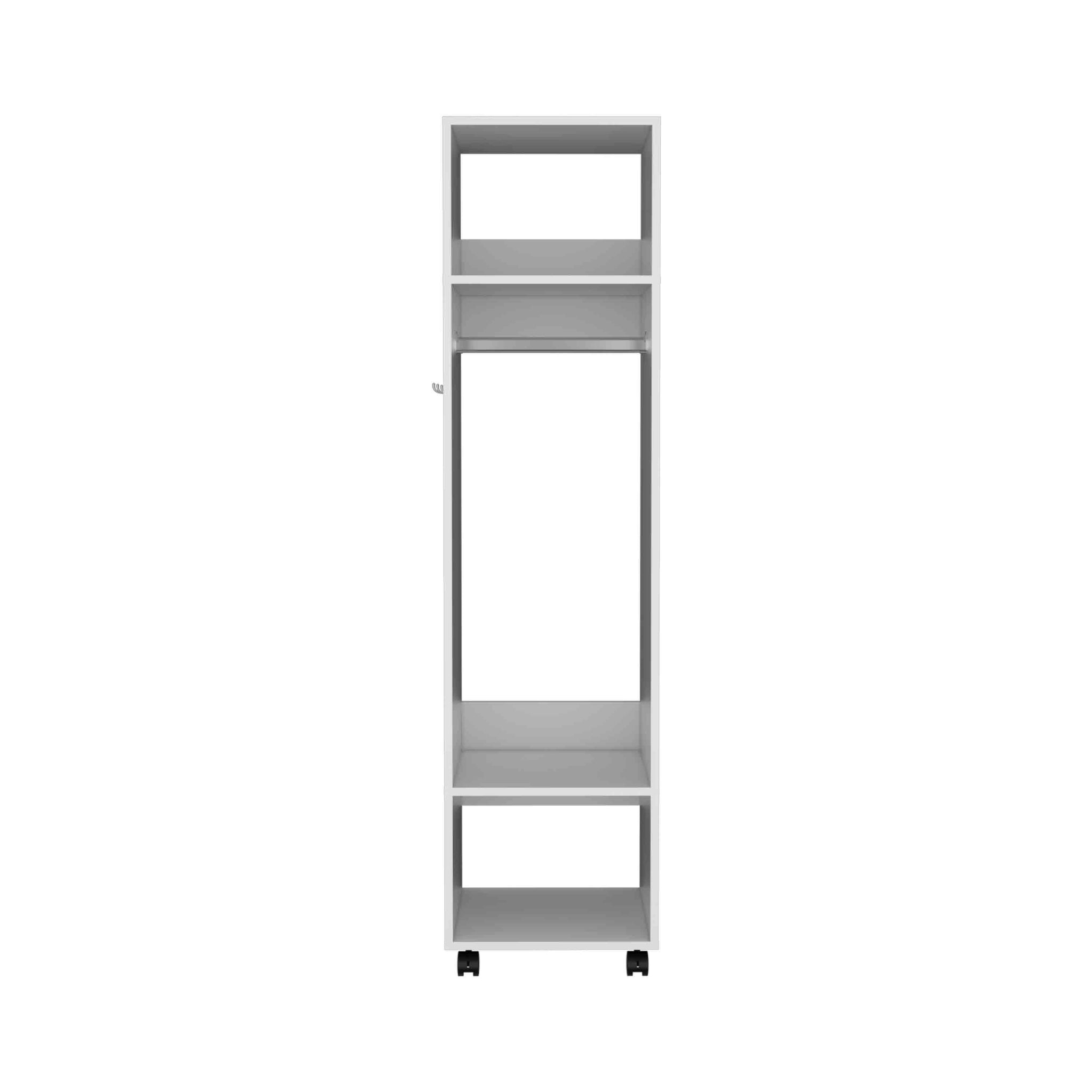White veneer mirrored wardrobe armoire by Anthony & Home, modern 63-inch tall bedroom storage with sleek doors.