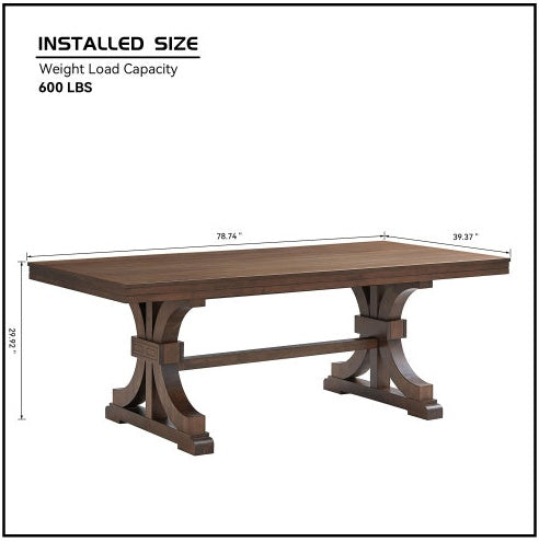 Oak Rubber Wood Dining Table For 6 To 8 With Trestle Base