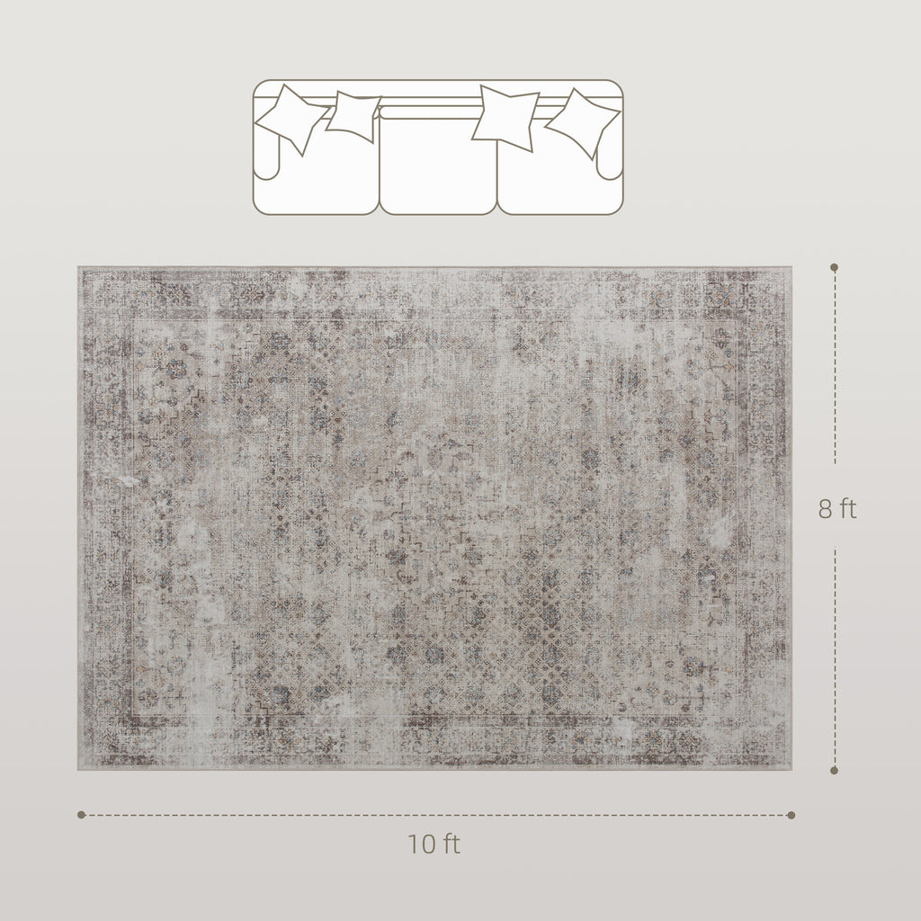 8x10 Light Mixed Brown Machine Washable Area Rug Non Slip