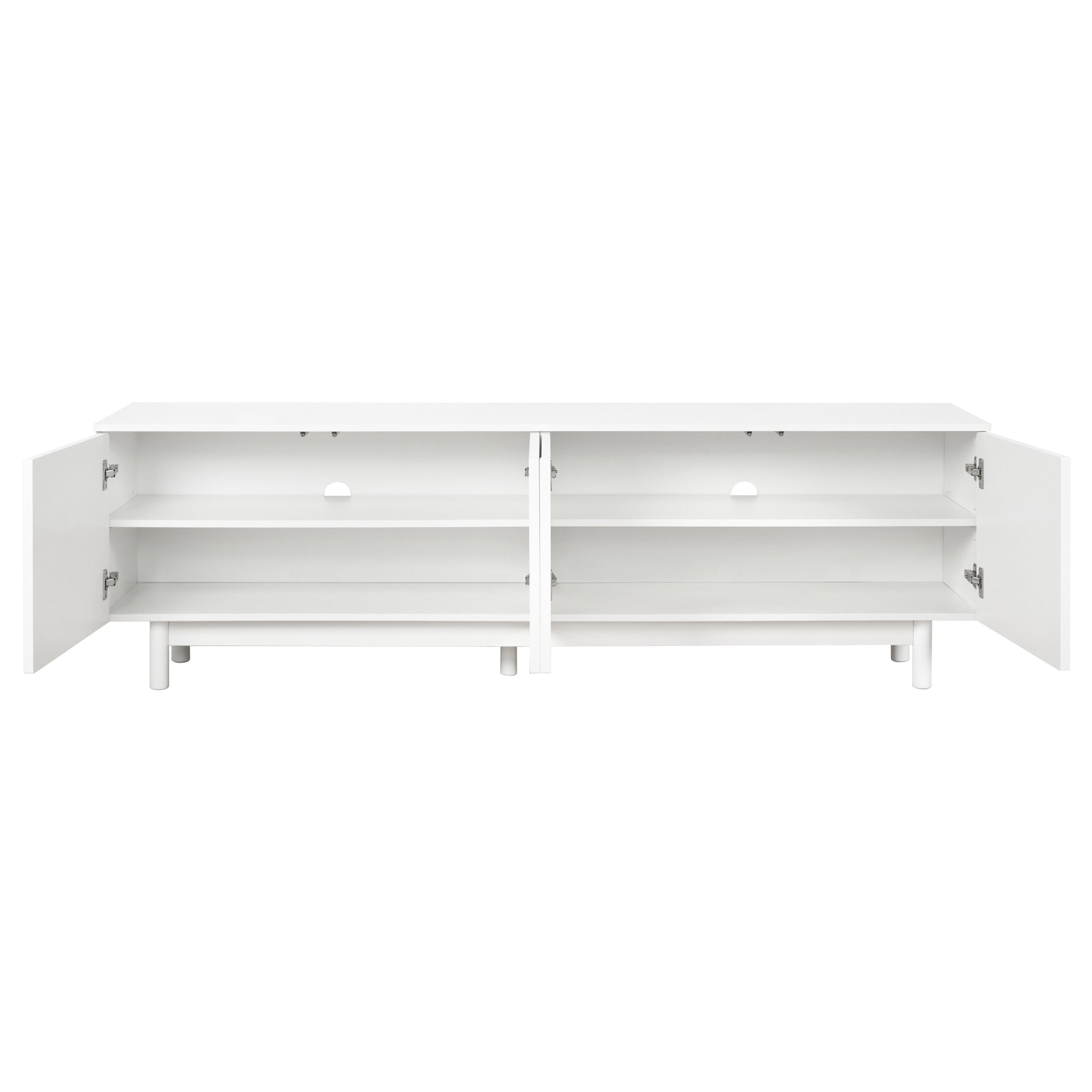 Anthony & Home Studio Graceful TV stand with arch cabinets and solid wood legs, modern entertainment furniture for living room.