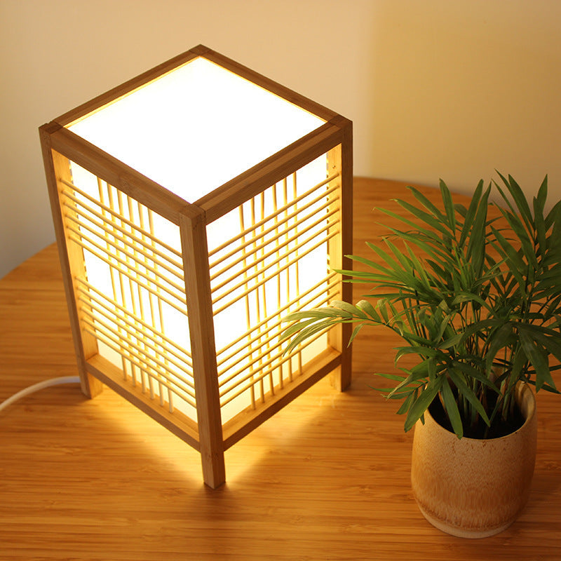 Japanese Bamboo Table Lamp Bedside E27 Handmade Lighting