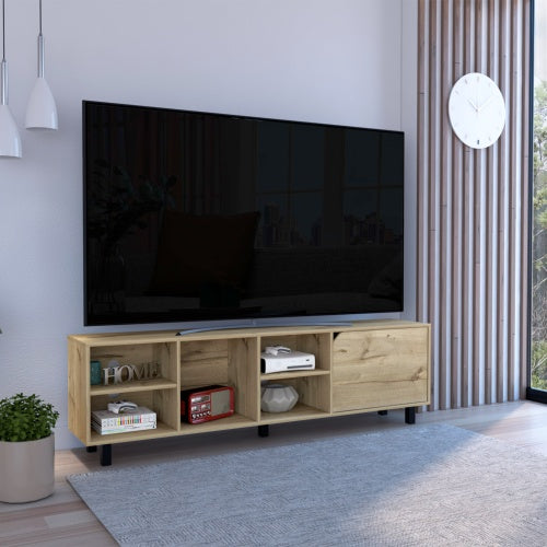 Conquest Light Oak TV Stand Four Shelves Up To 70 Inches