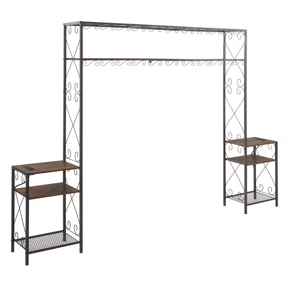 Queen Size Metal Storage Headboard With Charging Stations