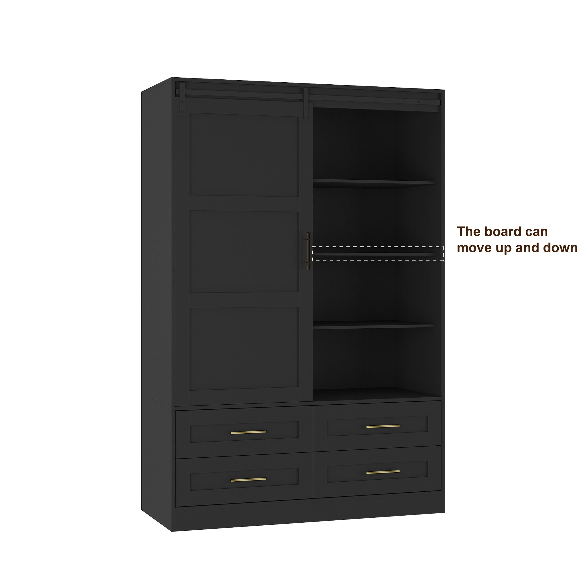 Anthony & Home Atelier Eco MDF tall armoire wardrobe with barn door, featuring sleek wood finish and modern design.
