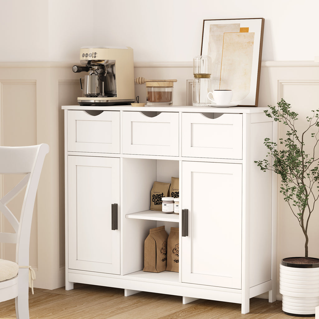 White Storage Cabinet With Drawers And Shelves For Home