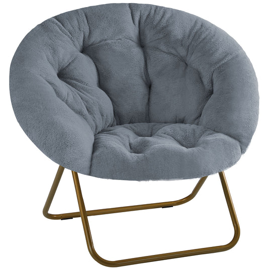 White Faux Fur Disc Chair For Bedroom And Living Room