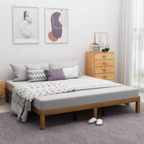 Queen Size Wood Platform Bed Frame No Box Spring Needed