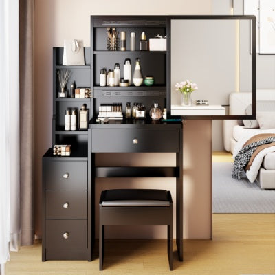 29.2 Inch Small Space Bedside Vanity Table Cushioned Stool