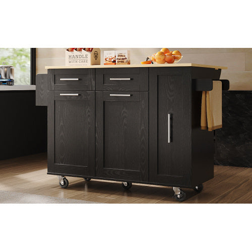 Modern Kitchen Island Cabinet Buffet Set Black With Storage