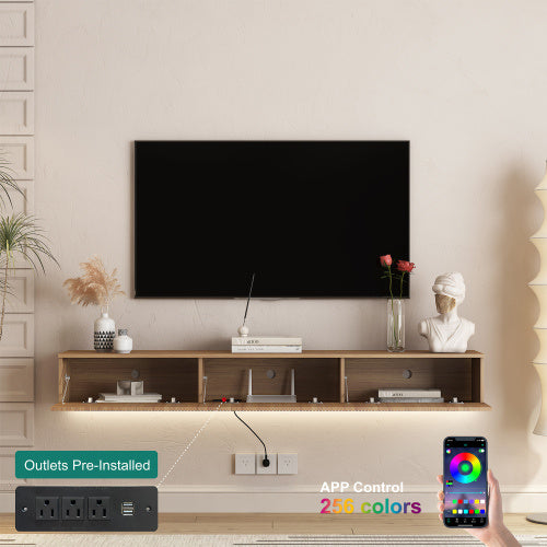 Wall Mounted TV Stand With 16 Color LEDs For 55 To 65 TVs