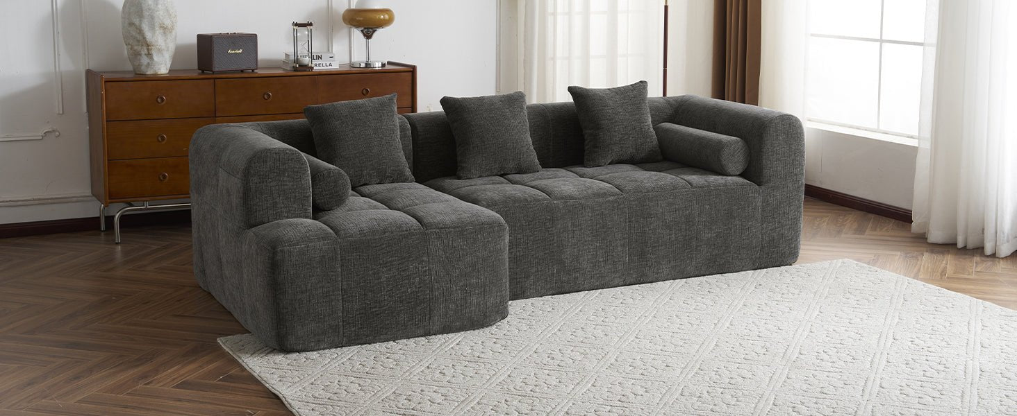 American Design Collection Anthony & Home chenille modular sectional sofa with deep seating, showcasing plush fabric and versatile arrangement.