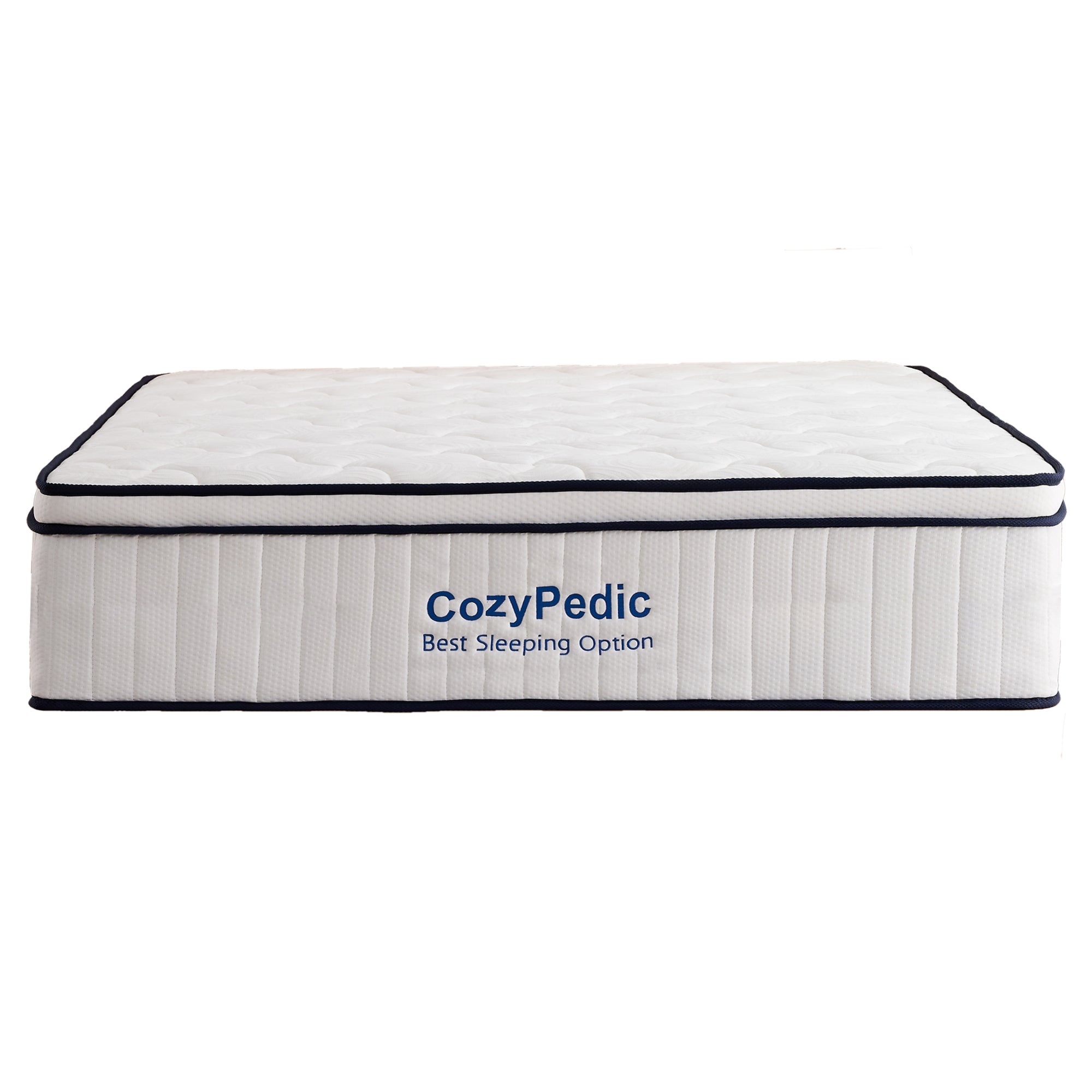Anthony & Home limited edition King memory foam mattress with pocket spring core, CertiPUR-US certified, showing plush surface and side view.