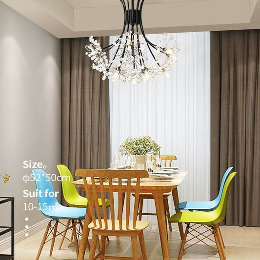 Dandelion Crystal Modern Chandelier LED Bedroom Lamp 52cm