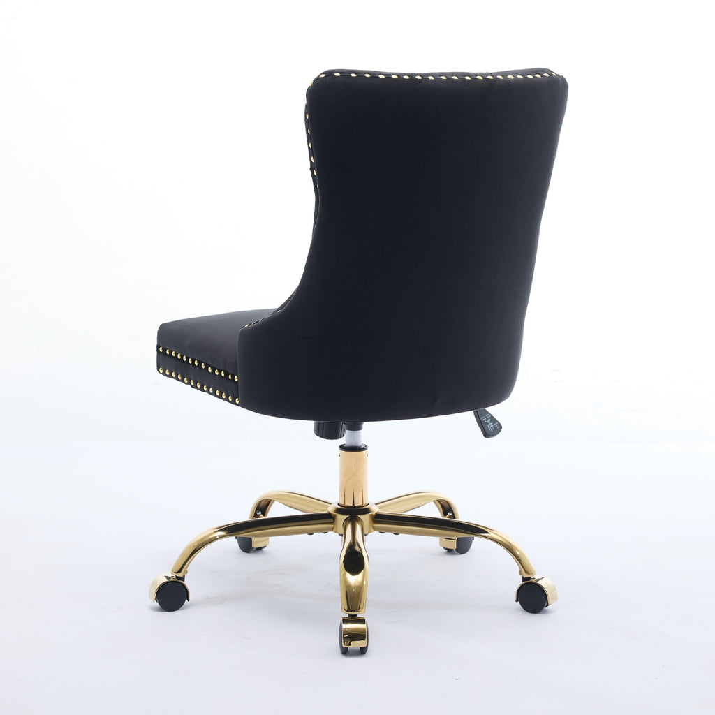Anthony & Home Studio Velvet Tufted Office Chair with curved back and cushioned seat, perfect for modern home office decor.