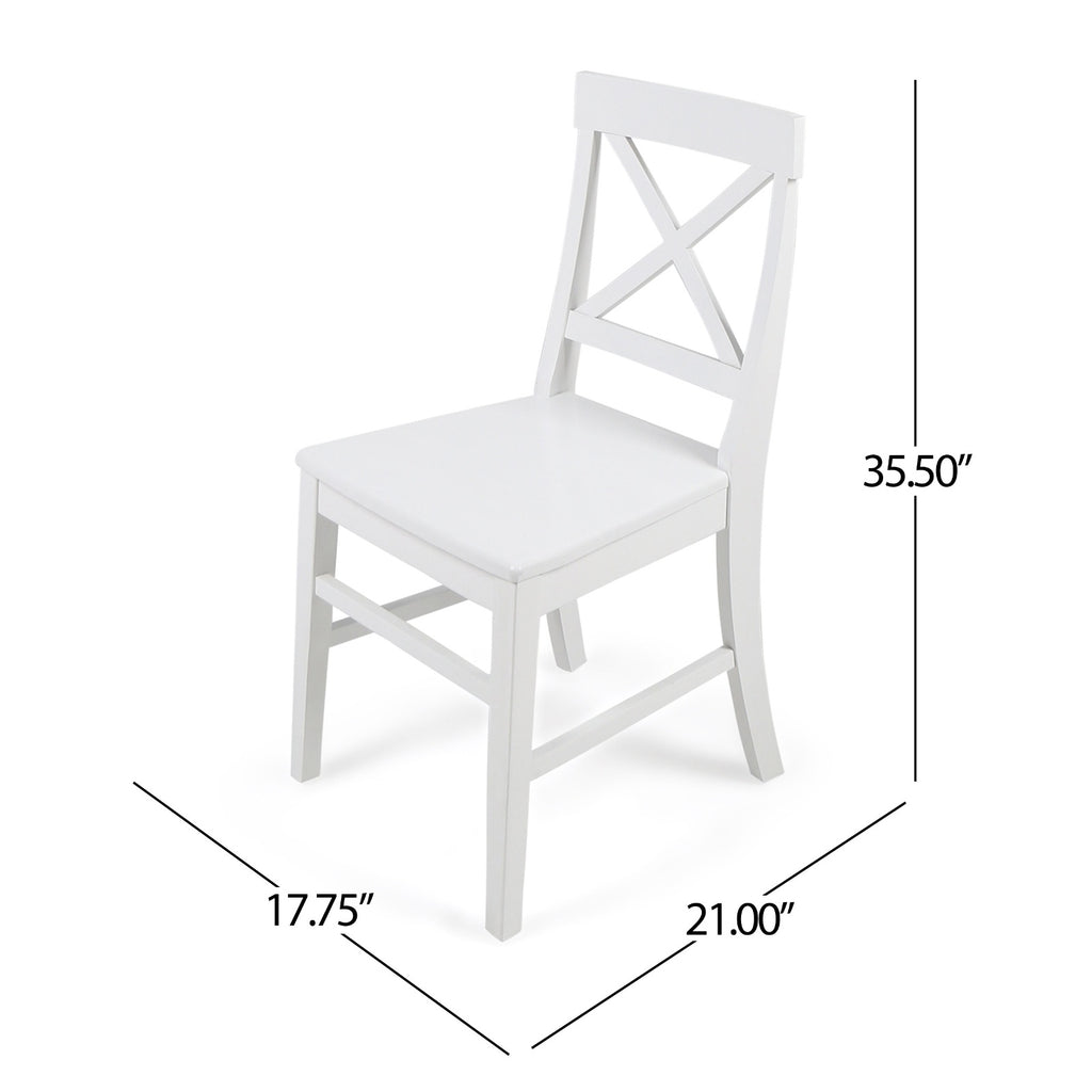 Acacia Wood Dining Chairs White Set for Modern Dining